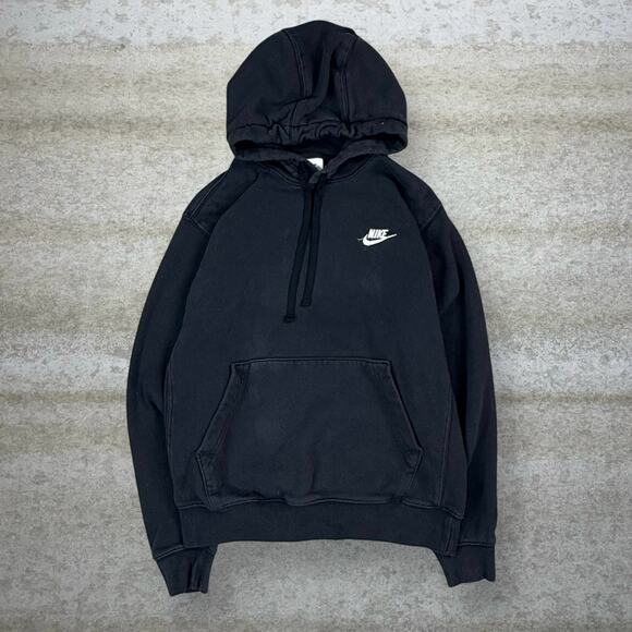 Nike Other - Nike Hoodie Jet Black Cotton Pullover White Swoosh